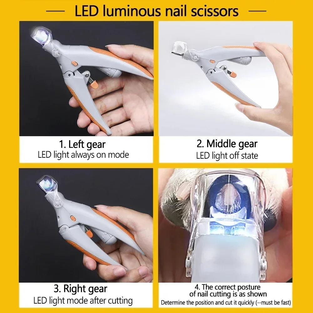 Pet Nail Clipper with LED Light – Stainless Steel Cat & Dog Nail Trimmer