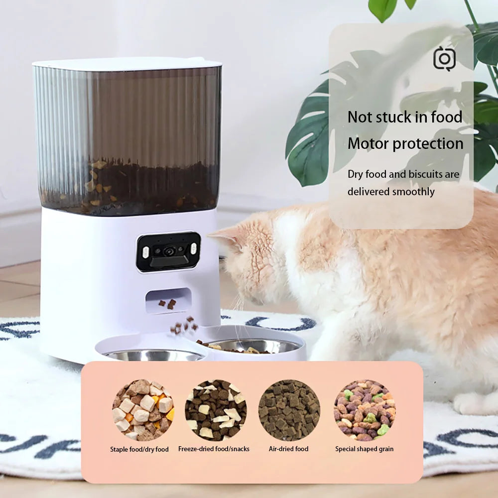 5L Smart Automatic Cat Feeder With Camera & Double Bowls
