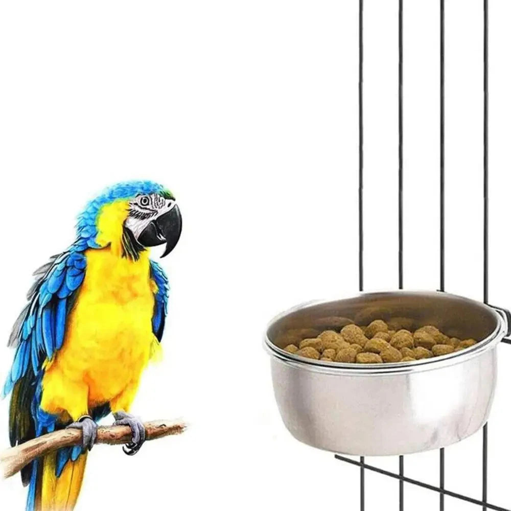 Stainless Steel Clamp-On Bird Cage Feeder Bowl