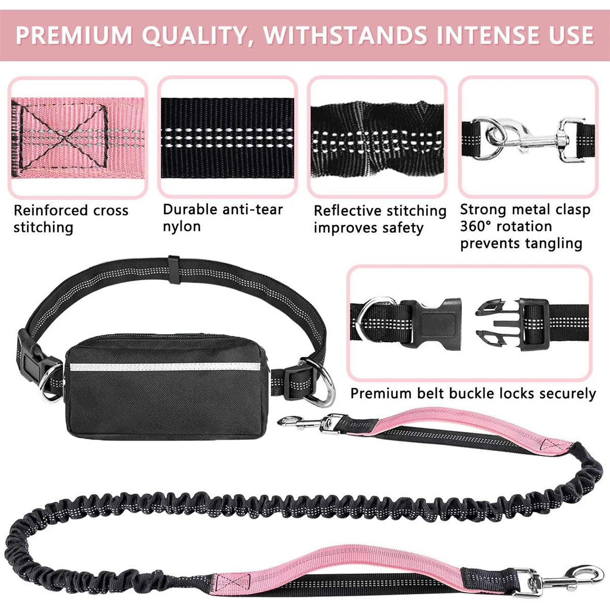 Walk Free: Hands-Free Dog Leash with Zipper Pouch